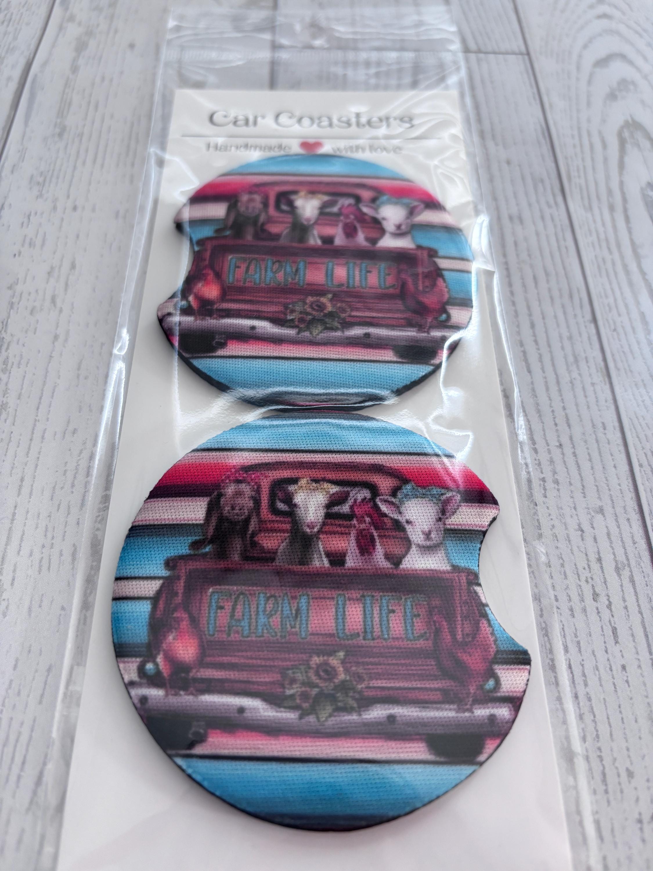 Farm Life old Truck Neoprene Car Cup Holder Absorbent Coaster