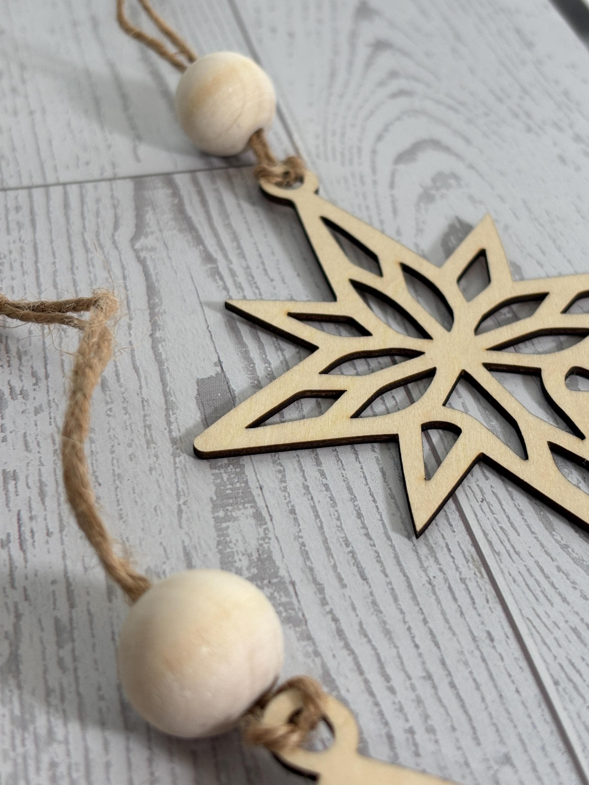 Wooden Christmas Ornaments Santa Tree Reindeer Snowflake Angel