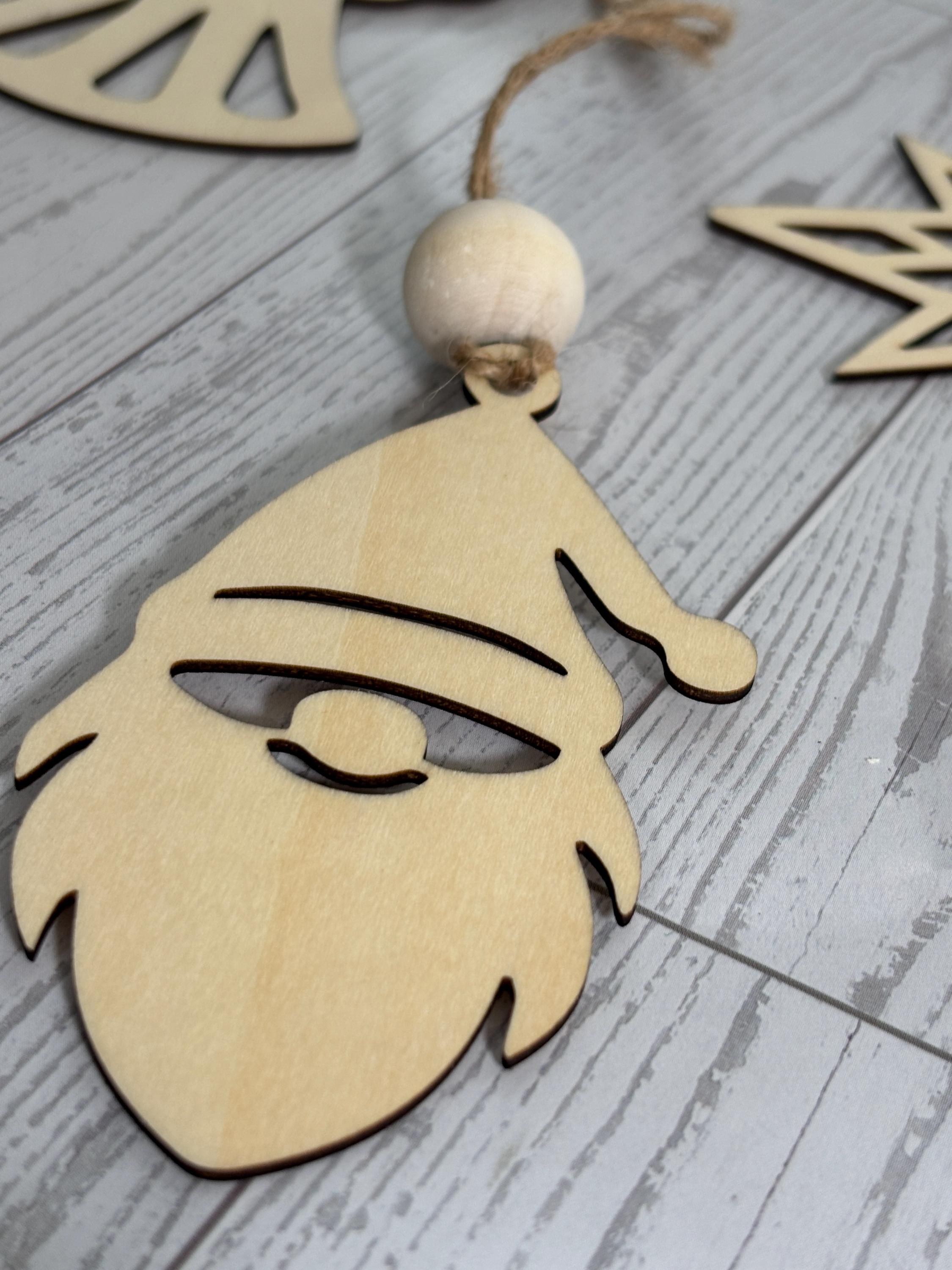 Wooden Christmas Ornaments Santa Tree Reindeer Snowflake Angel