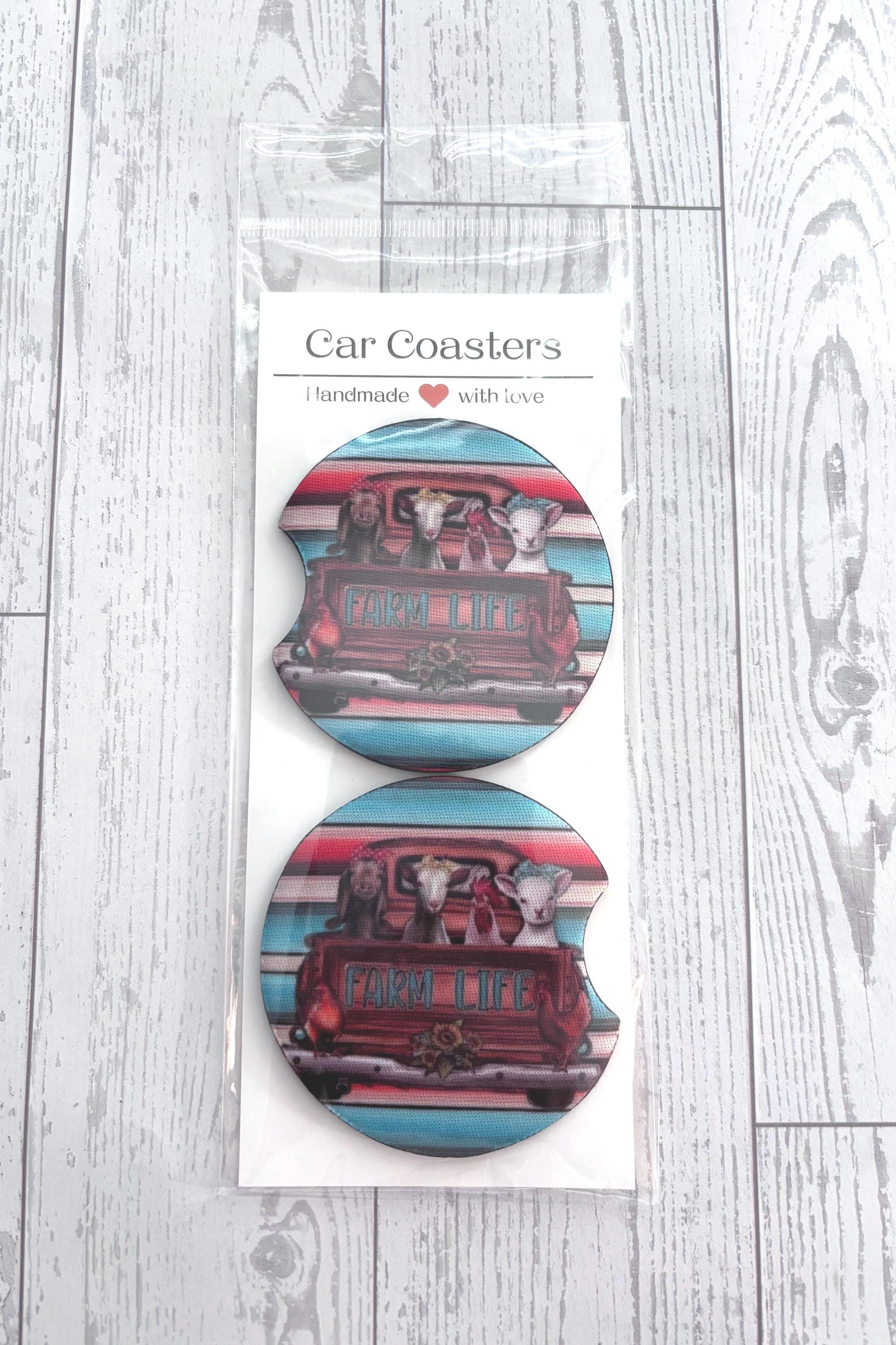 Farm Life old Truck Neoprene Car Cup Holder Absorbent Coaster