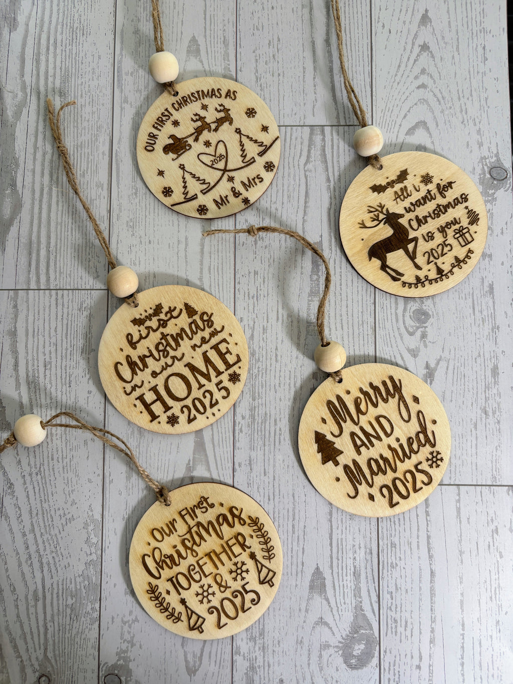 2025 Couples Christmas Wooden Ornament