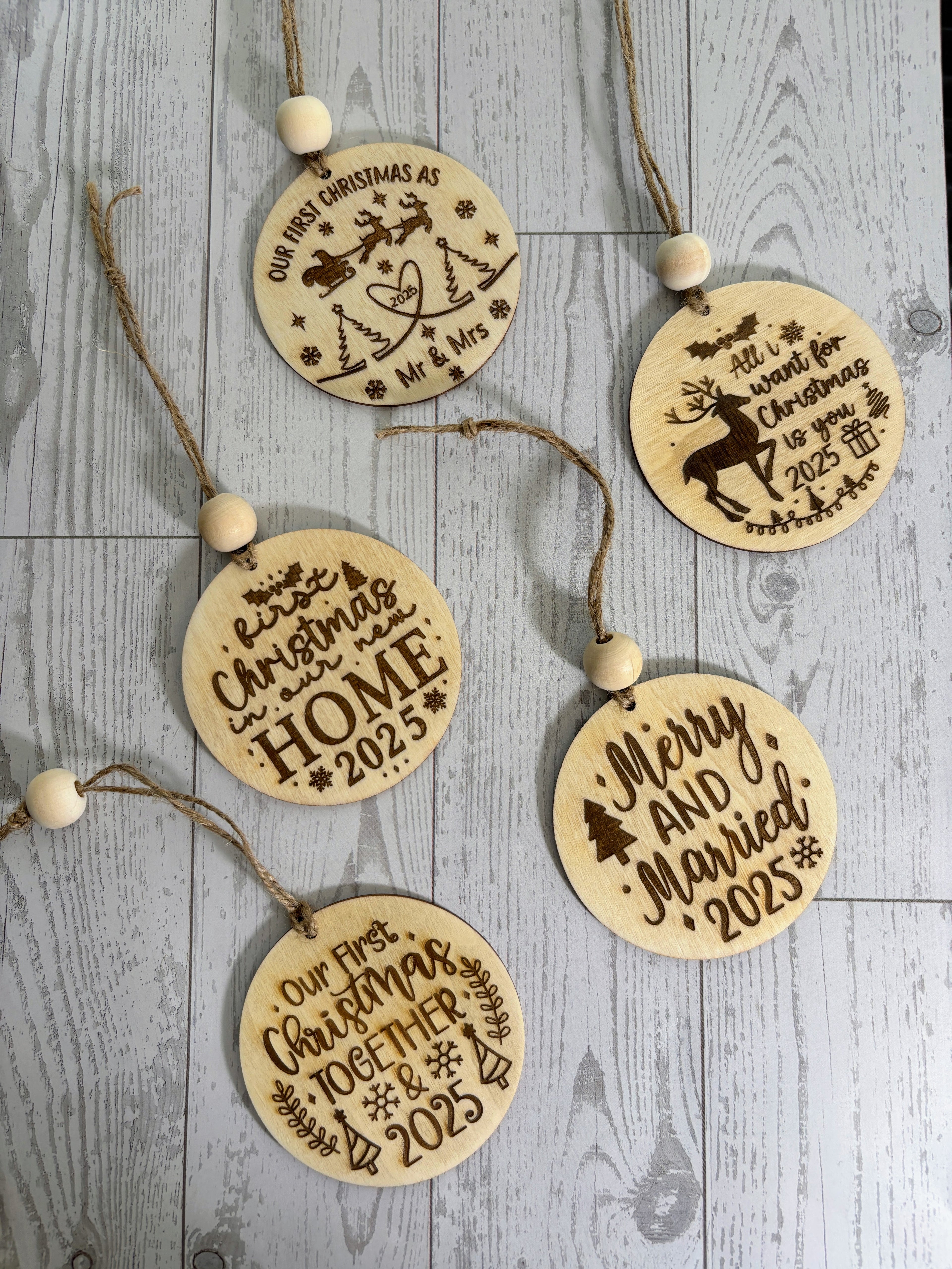 2025 Couples Christmas Wooden Ornament