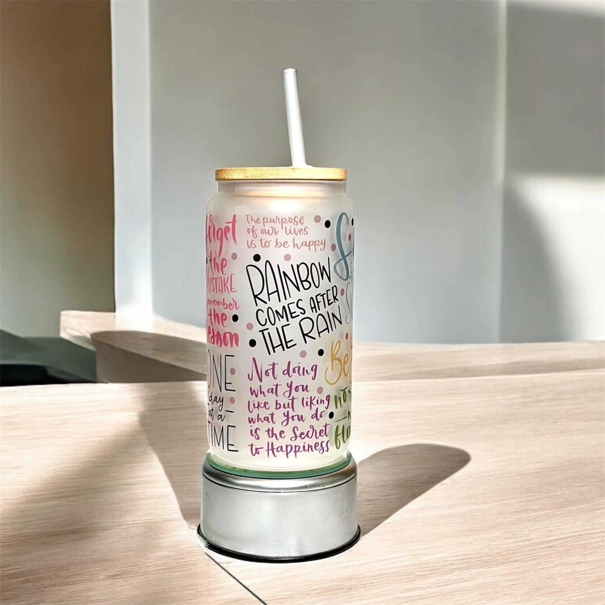 Self Love 16oz Frosted Glass Can Jar Coffee Lover Daily Affirmation Positive