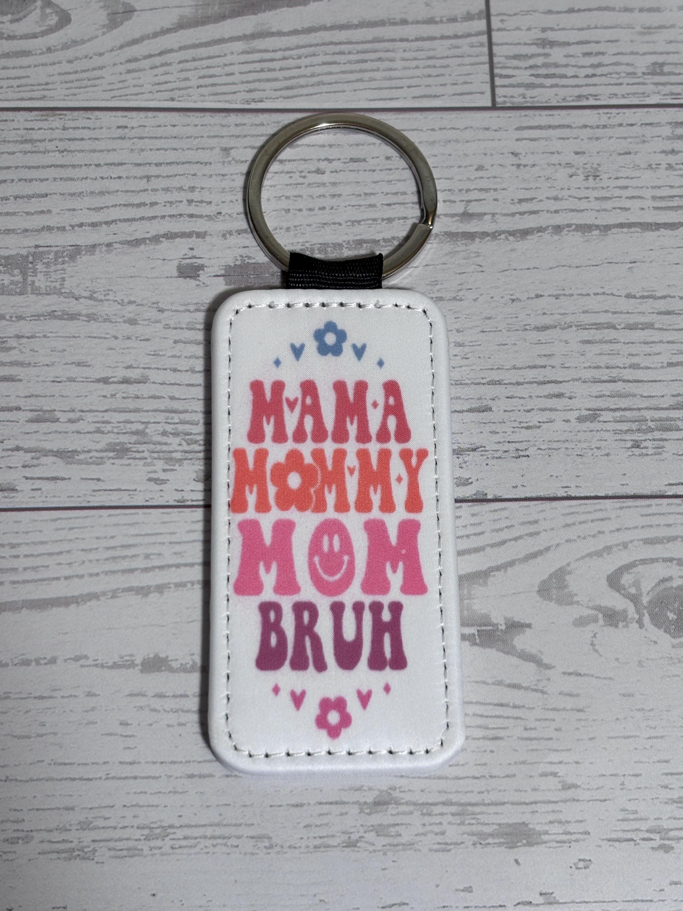 Keychain Leather key Chain Dog Funny Keychain Mom Bruh Reading